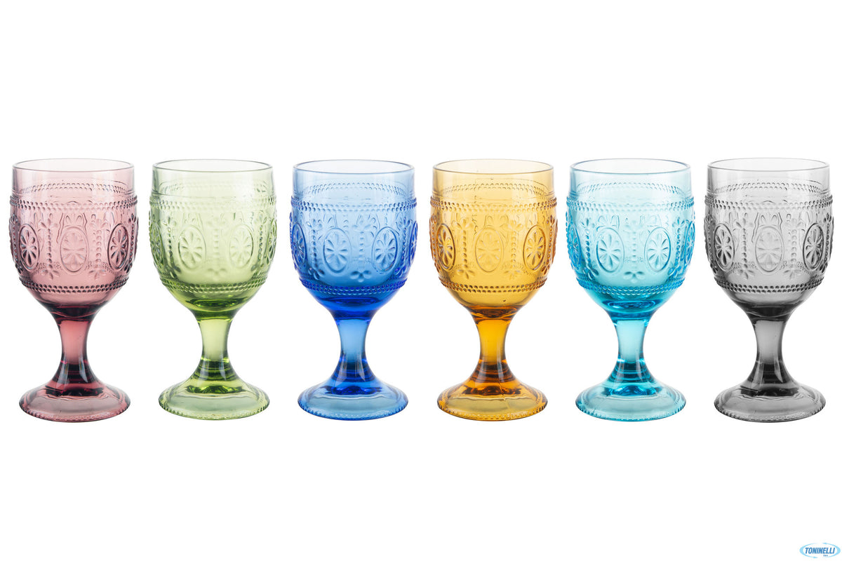 Calici colorati in vetro linea baroque  -6 colori disponibili