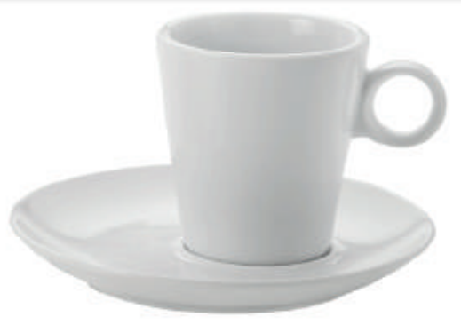 Tazza caffè e piattino in porcellana bianca 