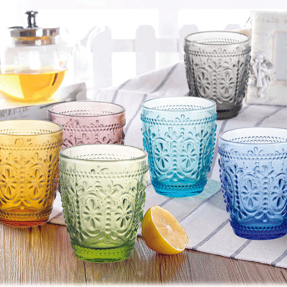 bicchieri acqua colorati in vetro 