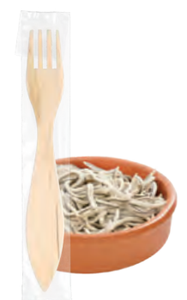 Forchetta imbustata in legno di betulla (100 unità)