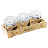 cassettina in legno con barattori in vetro per degustazione (4 unità)