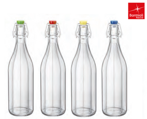 Bottiglie in vetro con tappi colorati "linea Oxford"