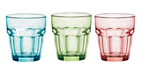 bicchieri acqua in vetro temperato impilabile "linea rock"  - 3 colori disponibili -