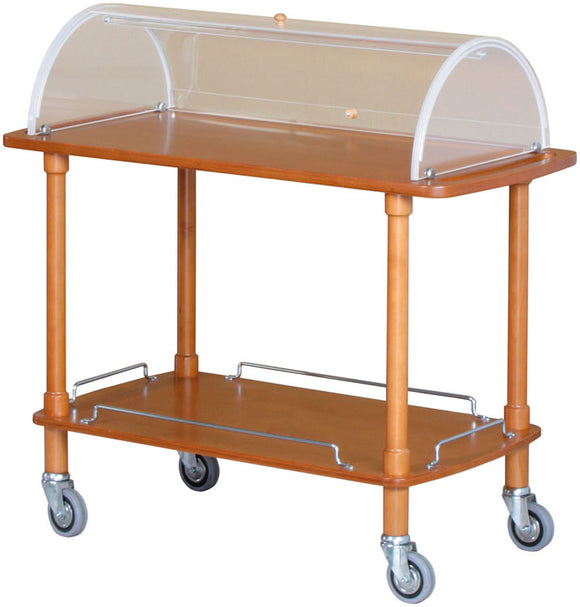 Carrello di servizio in legno con cupola 110x55x107cm  - 4 colori e optional disponibili -