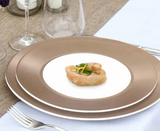 Piatti in porcellana bianca decorata" Linea Florence Bronzo" - 4 modelli disponibili -