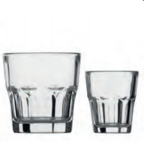 Bicchieri short drink bassi in vetro temperato impilabile "linea Granity " - 2 misure disponibili -