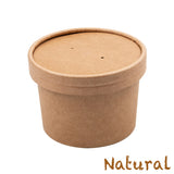 CONTENITORE CILINDRICO per zuppa Cartone doppia parete "Natural" + Tappo (25 unità) - 5 misure disponibili -